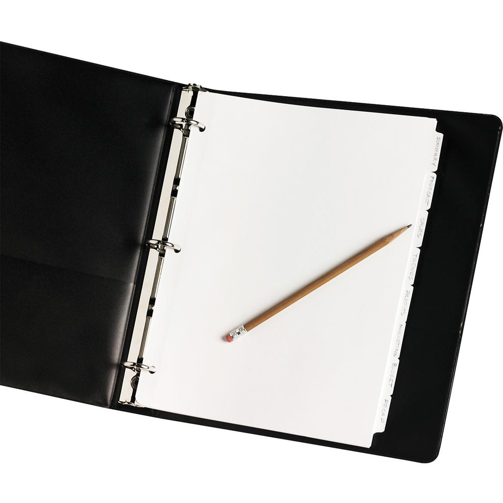 Avery&reg; Plain Tab Write-On Dividers - 8 x Divider(s) - 8 Tab(s)/Set - 8.5" Divider Width x 11" Divider Length - Letter - 3 Hole Punched - White Tab(s) - 20% Recycled - Reinforced, Non-laminated - 1. Picture 3