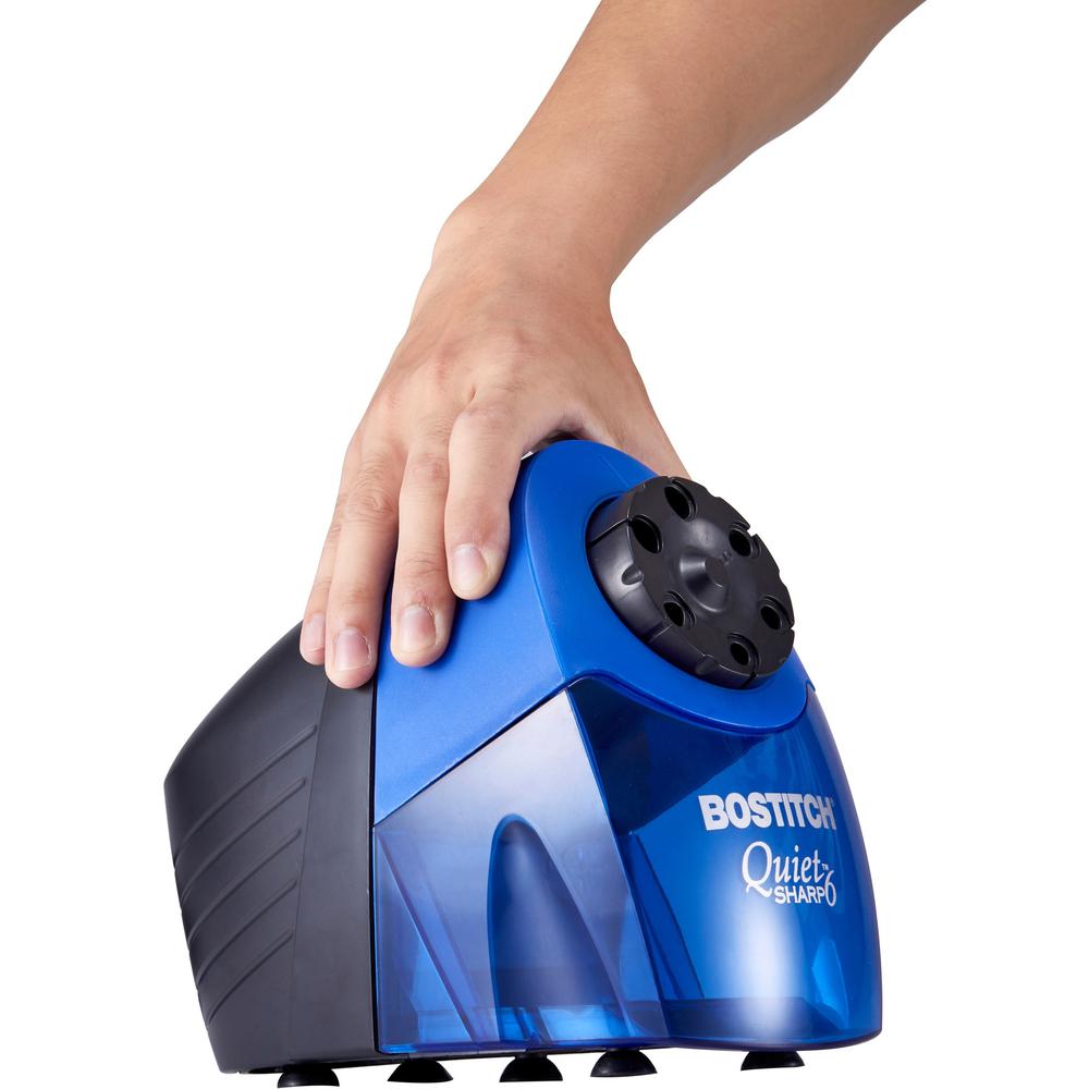 Bostitch QuietSharp 6 Heavy Duty Classroom Electric Pencil Sharpener - Desktop - 6 Hole(s) - 7.5" Height x 5" Width x 9" Depth - Black, Blue - 1 Each. Picture 7