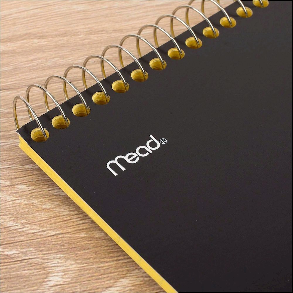 Mead Premium Wirebound Legal Pads - 70 Sheets - Spiral - 20 lb Basis Weight - 8 1/2" x 11 3/4" Sheet Size - Canary Paper - Navy Board Cover - Heavyweight, Micro Perforated, Spiral Lock, Stiff-back - 1. Picture 9
