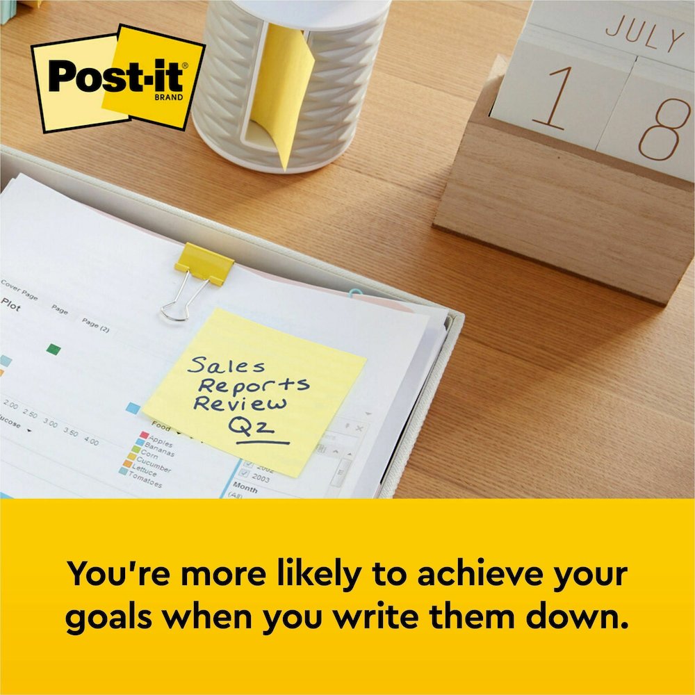 Post-it&reg; Notes Original Notepads - 3" Flag/Note Width x 3" Flag/Note Length - Square - 100 Sheets per Pad - Unruled - Canary Yellow - Paper - Self-adhesive, Repositionable - No - 12 / Pack. Picture 15