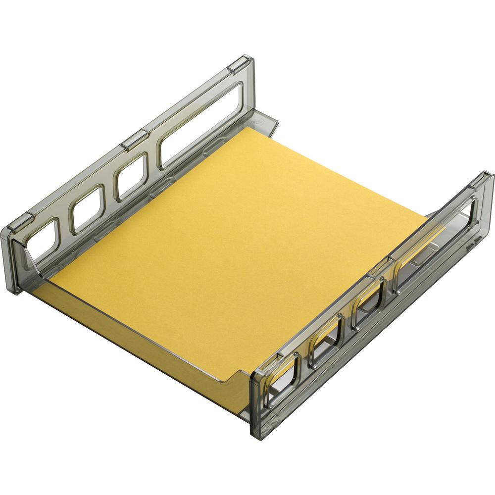 Officemate Front Load Letter Tray - 12.5" Height x 10.5" Width x 2.9" DepthDesktop - Stackable, Durable - Smoke - 1 Each. Picture 6