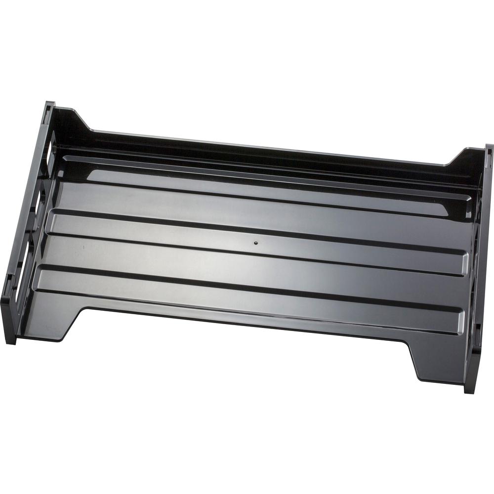 Officemate Side-Loading Desk Tray, Legal - 2.8" Height x 16.3" Width x 9" DepthDesktop - Stackable, Durable, Non-stick, Carrying Handle, Portable - Black - Plastic - 1 Each. Picture 5