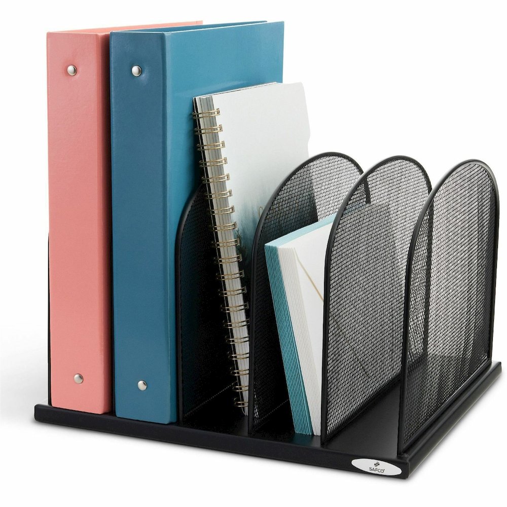 Safco Mesh Desk Organizers - 5 Compartment(s) - Compartment Size : 2" - 8.25" Height x 12.50" Width x 11.25" Depth - Desktop - Powder Coated - Black - Steel - 1 Each. Picture 14
