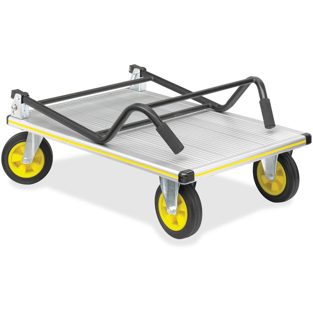 Safco Stow-Away Platform Hand Truck - Tubular Handle - 1000 lb Load Capacity - 4 Casters - 7" Caster Size - Aluminum - 24" Width x 39" Depth x 40" Height - Aluminum Frame - Silver - 1 Each. Picture 3