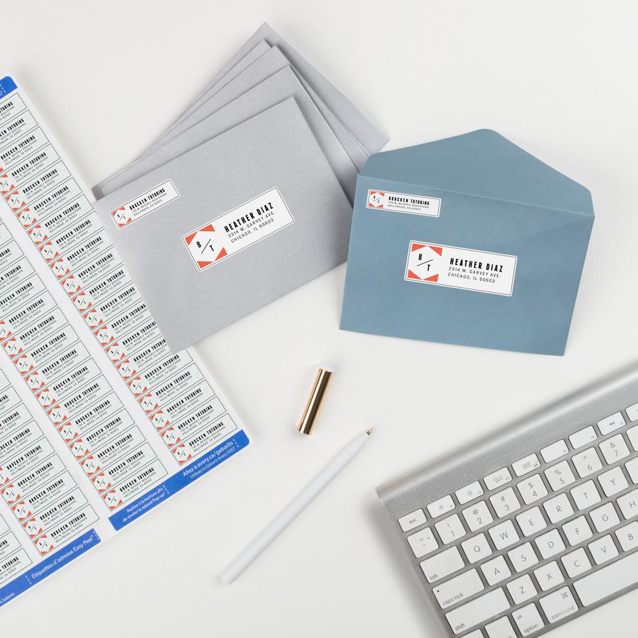 Avery&reg; Easy Peel&reg; Return Address Labels with Sure Feed&trade; Technology - 1/2" Width x 1 3/4" Length - Permanent Adhesive - Rectangle - Laser - White - Paper - 80 / Sheet - 100 Total Sheets -. Picture 4