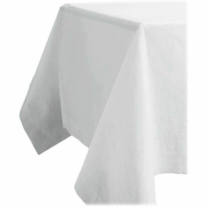 Tatco White Paper Rectangular Tablecovers - 108" Length x 54" Width - Paper - White - 20 / Carton. Picture 6
