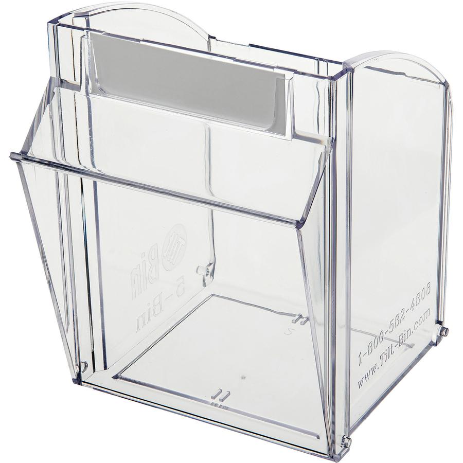 Deflecto Tilt Bin Interlocking Multi-Bin Storage Organizer - 5 Compartment(s) - 6.5" Height x 23.6" Width x 5.3" Depth - Interlockable - Black - Plastic - 1 Each. Picture 7