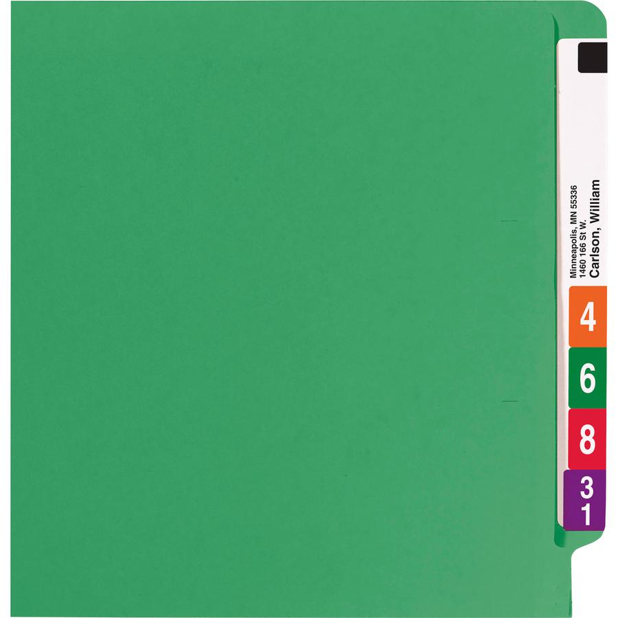 Smead Shelf-Master Straight Tab Cut Letter Recycled Fastener Folder - 8 1/2" x 11" - 3/4" Expansion - 2 x 2B Fastener(s) - 2" Fastener Capacity for Folder - End Tab Location - Green - 10% Recycled - 5. Picture 6