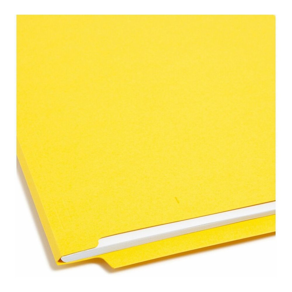Smead Colored Straight Tab Cut Letter Recycled Fastener Folder - 8 1/2" x 11" - 3/4" Expansion - 2 x 2B Fastener - 2" for Folder - End Tab Location - 11 pt. - 2 Plys - Yellow - Heavyweight - 10% Recyc. Picture 10