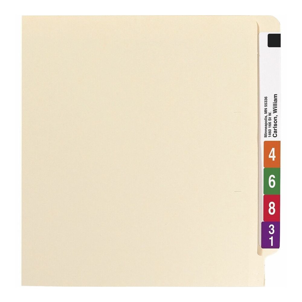 Smead Straight Tab Cut Legal Yes Fastener Folder - 8 1/2" x 14" - 3/4" Expansion - 1 x 2B Fastener - 2" for Folder - End Tab Location - 11 pt. - 2 Plys - Manila - Reinforced Tab, Embossed - 10% Recycl. Picture 9
