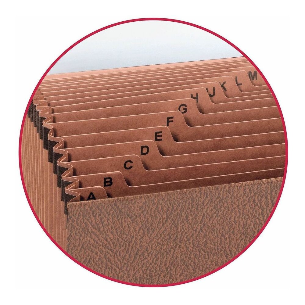 Smead Legal Recycled Expanding File - 8 1/2" x 14" - 7/8" Expansion - 21 Pocket - Redrope - Elastic Closure, Reinforced Gusset - 30% Recycled - 1 Each. Picture 6