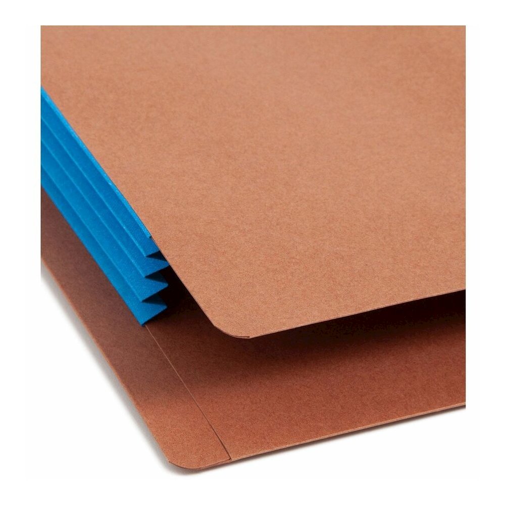 Smead Straight Tab Cut Letter Yes File Pocket - 8 1/2" x 11" - 3 1/2" Expansion - 1 Pocket - Top Tab Location - 12.5 pt. - 2 Plys - Blue - Tear Resistant - 30% Recycled - 10 / Box. Picture 11
