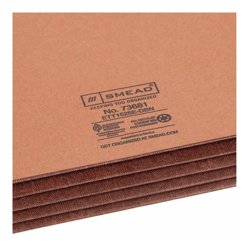 Smead Straight Tab Cut Letter Recycled File Pocket - 8 1/2" x 11" - 3 1/2" Expansion - 1 Pocket - Top Tab Location - 12.5 pt. - 2 Plys - Dark Brown - Tear Resistant - 30% Recycled - 10 / Box. Picture 10