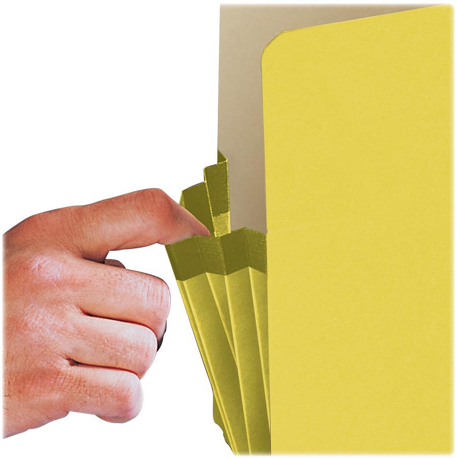 Smead Straight Tab Cut Legal Recycled File Pocket - 8 1/2" x 14" - 3 1/2" Expansion - Top Tab Location - Yellow - Tear Resistant - 10% Recycled - 1 Each. Picture 3