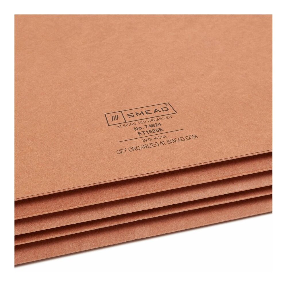 Smead Legal Recycled File Pocket - 8 1/2" x 14" - 3 1/2" Expansion - End Tab Location - Redrope - Reinforced - 30% Recycled - 10 / Box. Picture 9