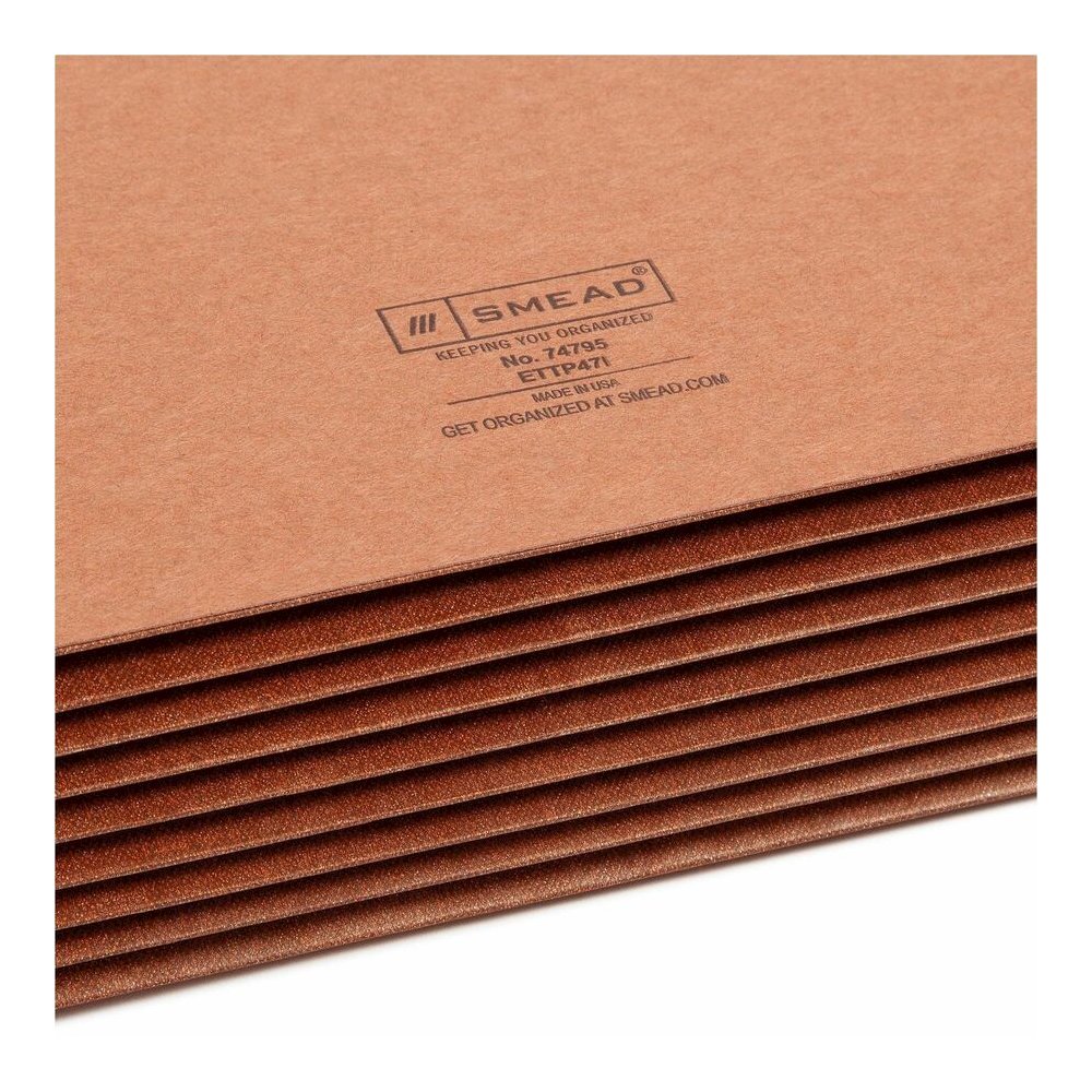Smead TUFF Straight Tab Cut Legal Recycled File Pocket - 8 1/2" x 14" - 7" Expansion - 16.5 pt. - 2 Plys - Redrope - Tear Resistant, Reinforced Tab, Rip Resistant, Heavyweight Cover - 30% Recycled - 5. Picture 9