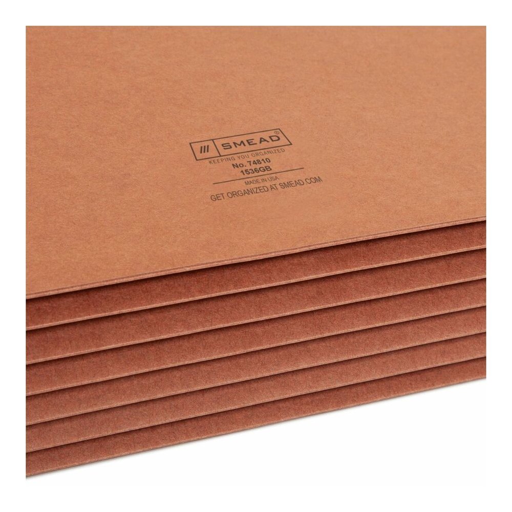 Smead Straight Tab Cut Legal Recycled File Pocket - 8 1/2" x 14" - 5 1/4" Expansion - 12.5 pt. - Redrope - Tear Proof, Reinforced Gusset, Rounded Corner - 30% Recycled - 50 / Box. Picture 9