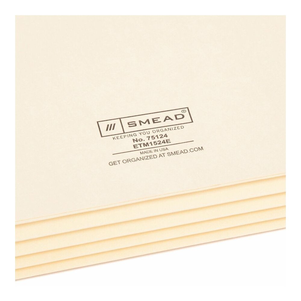 Smead Straight Tab Cut Letter Recycled File Pocket - 8 1/2" x 11" - 3 1/2" Expansion - 2 Plys - Manila - Embossed - 10% Recycled - 25 / Box. Picture 8