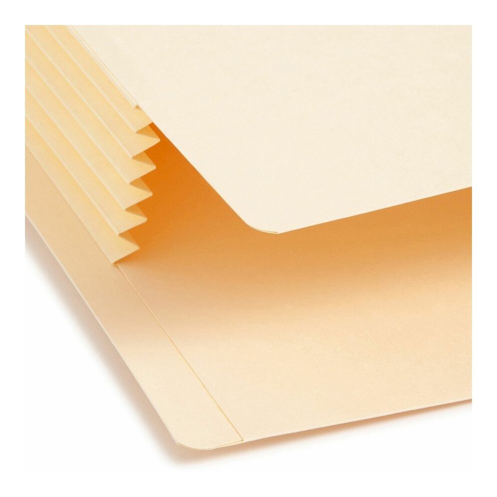 Smead Straight Tab Cut Legal Recycled File Pocket - 8 1/2" x 14" - 5 1/4" Expansion - 11 pt. - 2 Plys - Manila - Reinforced Gusset, Embossed, Tear Resistant - 10% Recycled - 10 / Box. Picture 7