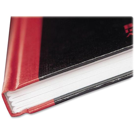 Black n' Red Casebound Ruled Notebooks - A5 - 96 Sheets - Sewn - 24 lb Basis Weight - A5 - 5 5/8" x 8 1/4" - White Paper - Red Binding - Black Cover - Ribbon Marker, Hard Cover - 1 Each. Picture 9