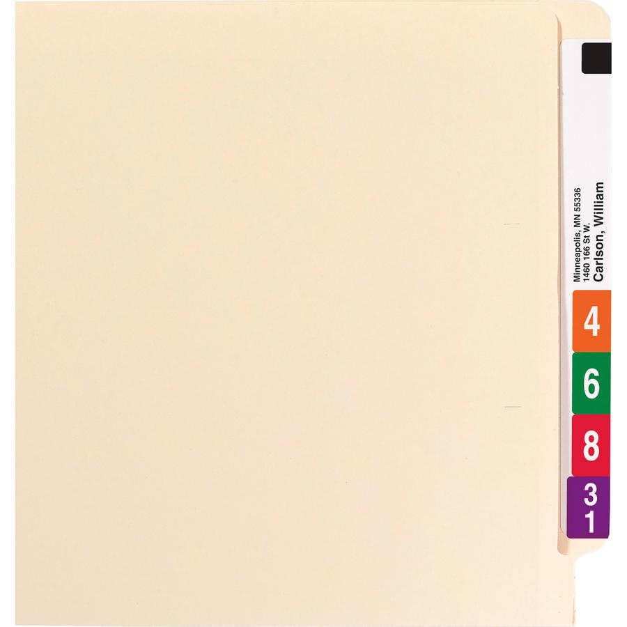 Smead Straight Tab Cut Letter Recycled Fastener Folder - 8 1/2" x 11" - 3/4" Expansion - 2 x 2B Fastener(s) - 2" Fastener Capacity for Folder - Manila - Manila - 100% Recycled - 50 / Box. Picture 3