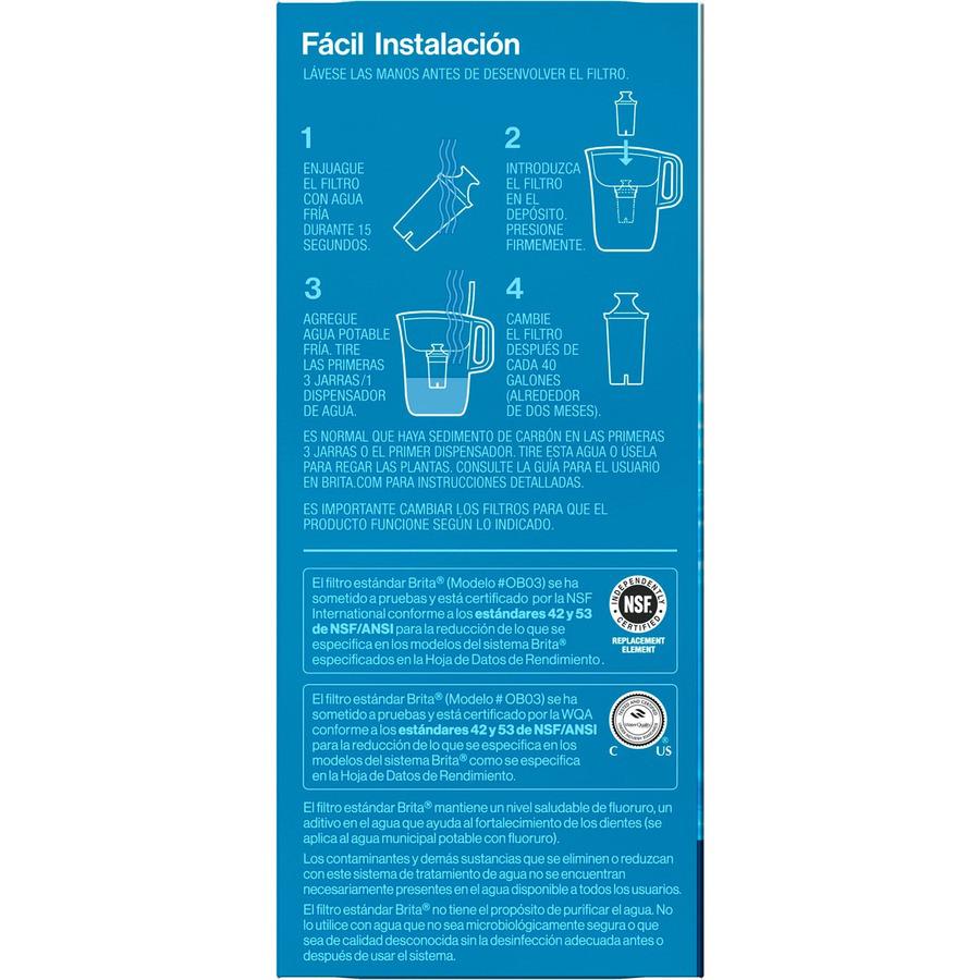 Brita Replacement Water Filter for Pitchers - Pitcher - 40 gal Filter Life (Water Capacity)2 Month Filter Life (Duration) - 3 / Pack - Blue, White. Picture 16