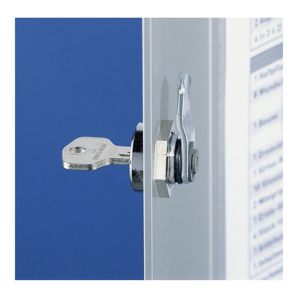 DURABLE 36 Key Brushed Aluminum Cabinet - 4.8" Width x 11" Depth x 11.9" Height - 1 x Front Open Door(s) - Security Lock - Silver - Aluminum. Picture 7