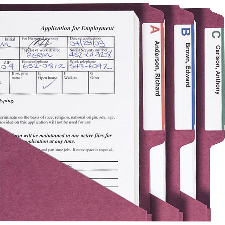 Smead 2/5 Tab Cut Letter Recycled File Pocket - 8 1/2" x 11" - 1" Expansion - Assorted - 10% Recycled - 5 / Pack. Picture 5