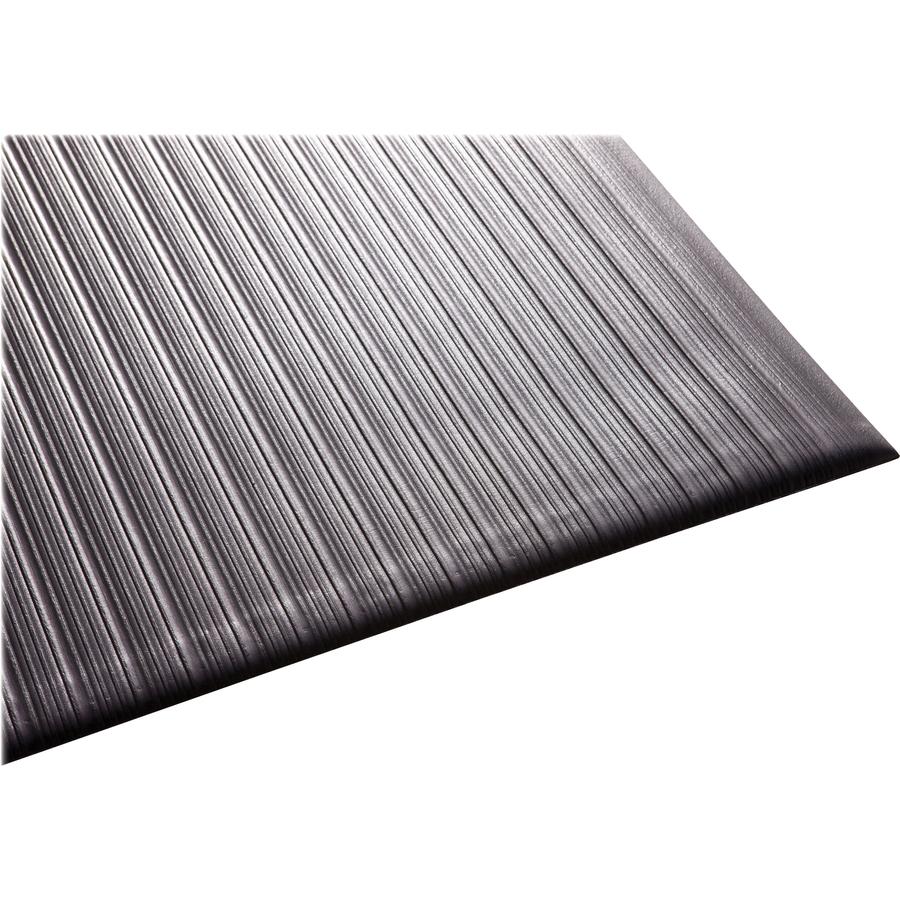 Genuine Joe Air Step Anti-Fatigue Mat - Warehouse - 12 ft Length x 36" Width x 0.375" Thickness - Vinyl, Vinyl Foam - Black - 1 Each. Picture 2