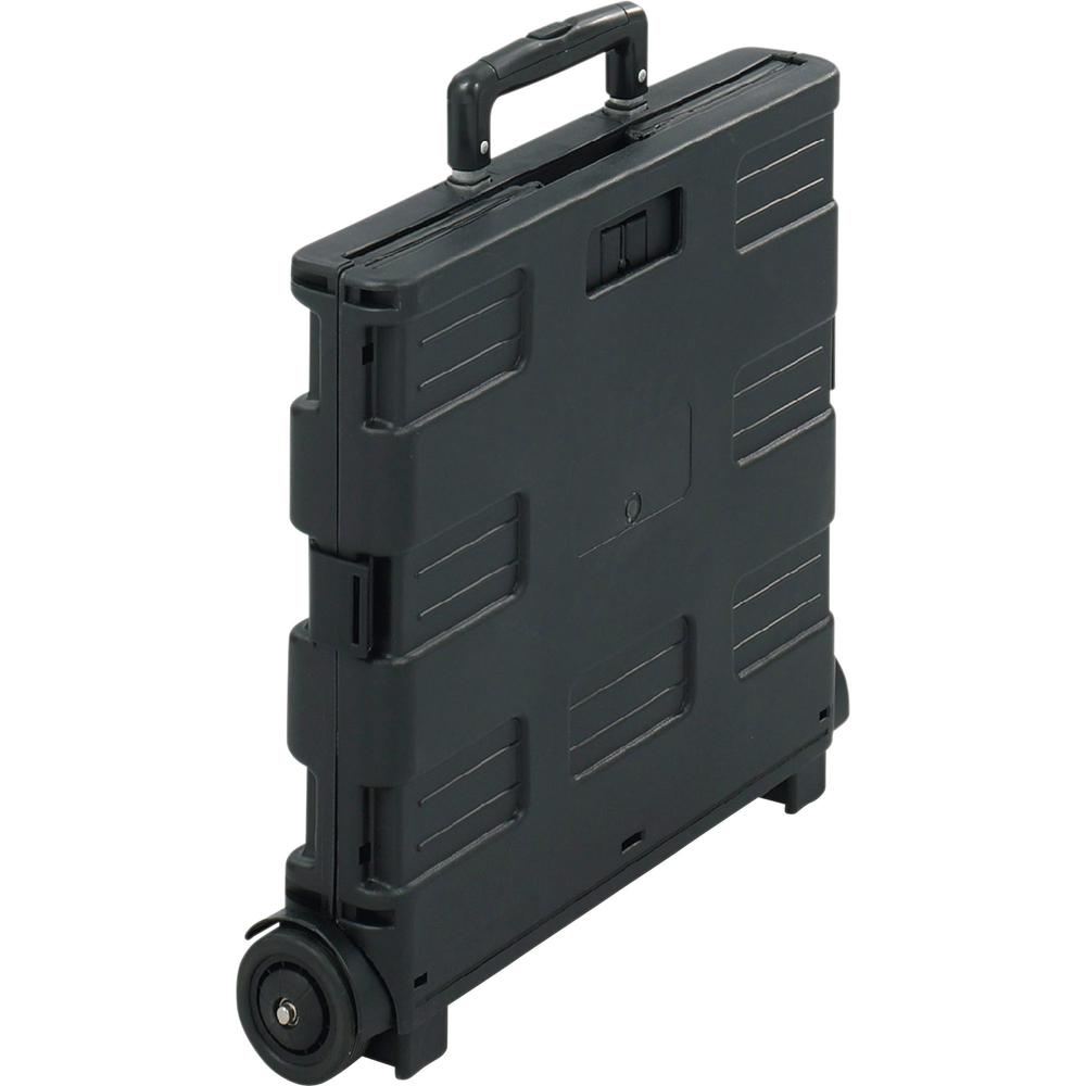 Safco Stow Away Folding Caddy - Telescopic Handle - 50 lb Load Capacity - 2 Casters - 16.50" Width x 14.50" Depth x 39" Height - Black, Silver - 1 Each. Picture 4