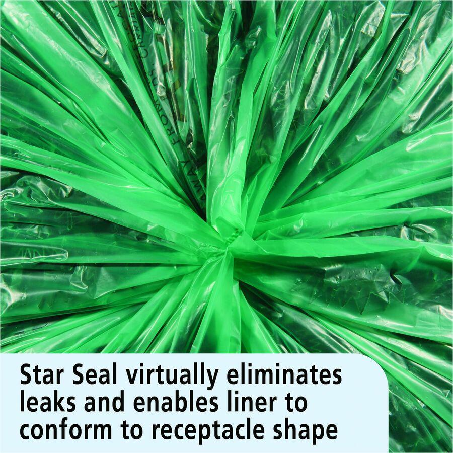 Stout Controlled Life-Cycle Plastic Trash Bags - 33 gal Capacity - 33" Width x 40" Length - 1.10 mil (28 Micron) Thickness - Green - 40/Carton - Office Waste. Picture 14