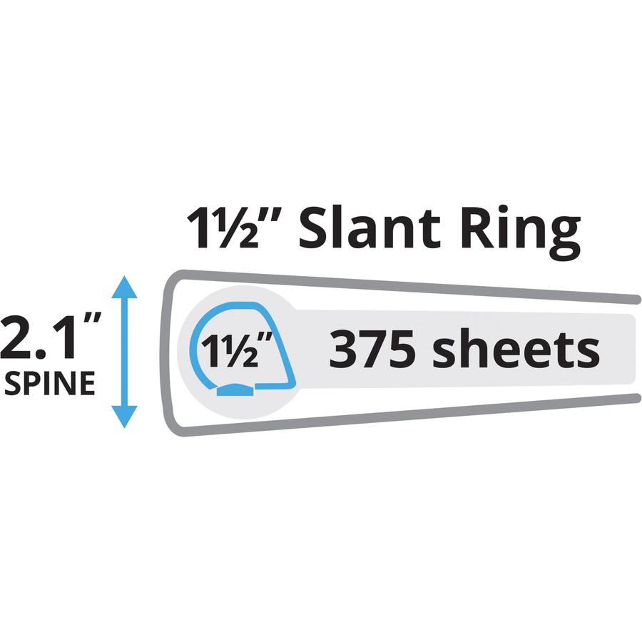 Avery&reg; Durable View 3 Ring Binder - 1 1/2" Binder Capacity - Letter - 8 1/2" x 11" Sheet Size - 375 Sheet Capacity - 3 x Slant Ring Fastener(s) - 2 Pocket(s) - Polypropylene - Recycled - Pocket, D. Picture 7