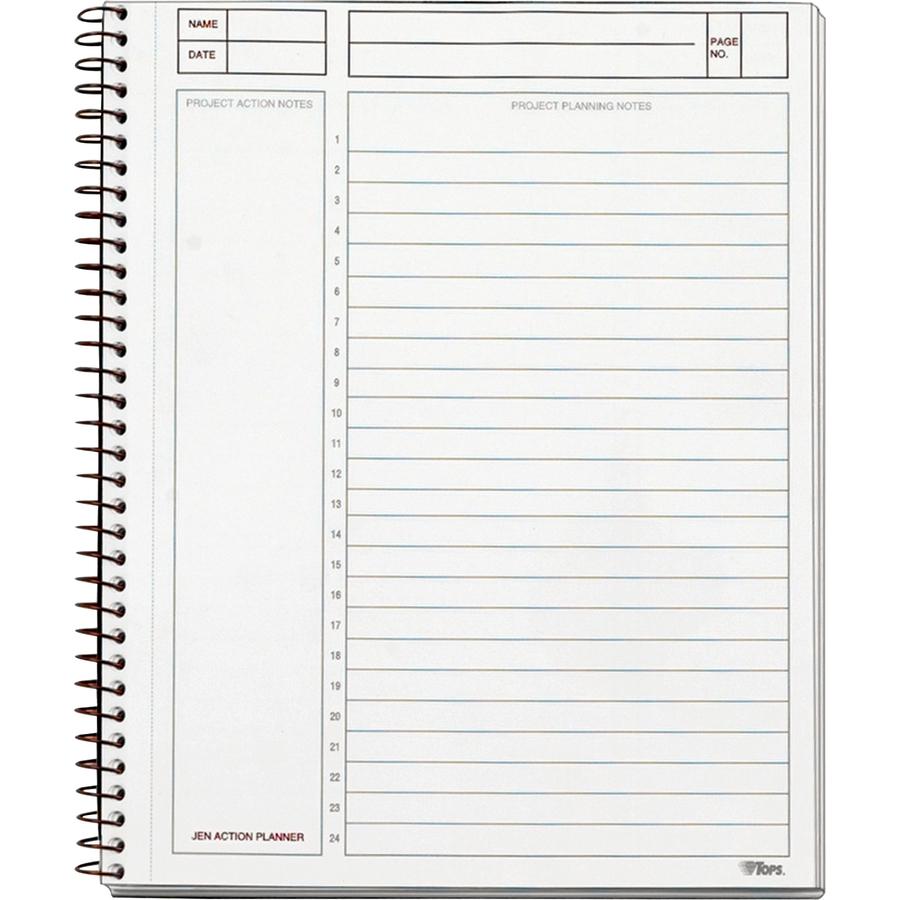 TOPS Action Planner - Action - Julian Dates - 6 3/4" x 8 1/2" Sheet Size - Wire Bound - Chipboard - Black CoverPerforated - 1 Each. Picture 6