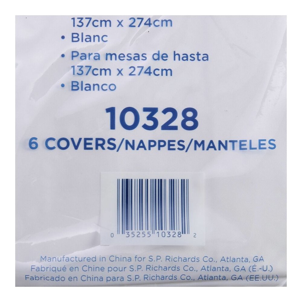 Genuine Joe Plastic Rectangular Table Covers - 108" Length x 54" Width - Plastic - White - 6 / Pack. Picture 7