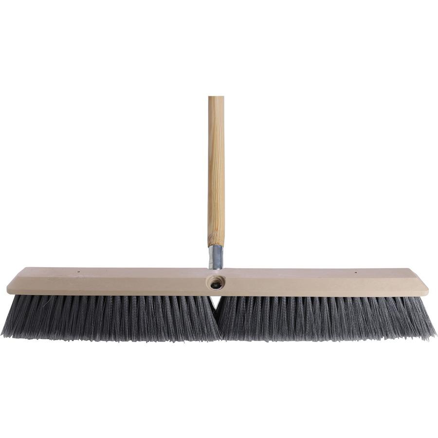 Genuine Joe Heavy-duty Floor Sweep with Handle - 24" Polypropylene Bristle - 60" Handle Length x 1.25" Handle Diameter - Hardwood Handle - 1 Each. Picture 8