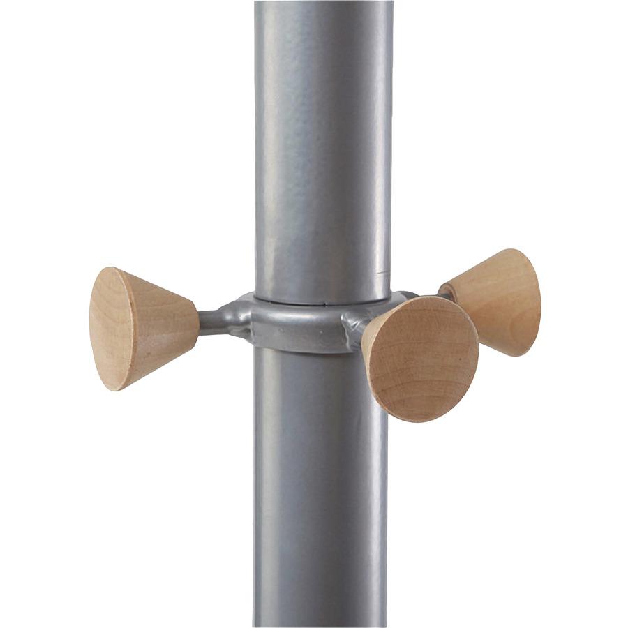 Alba Coat Tree Costumer - 4 Hooks - 6 Hangers - 2 Pegs - for Garment - Wood, Metal - Chrome - 1 Each. Picture 9