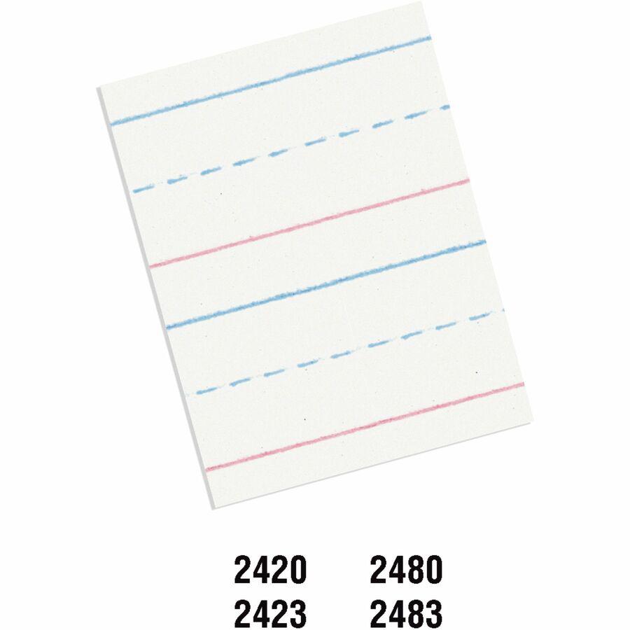 Pacon Multi-program Ruled Picture Story Paper - 500 Sheets - 0.63" Ruled - 4.25" Picture Story Space - 16 lb Basis Weight - 12" x 9" - White Paper - 500 / Ream. Picture 4