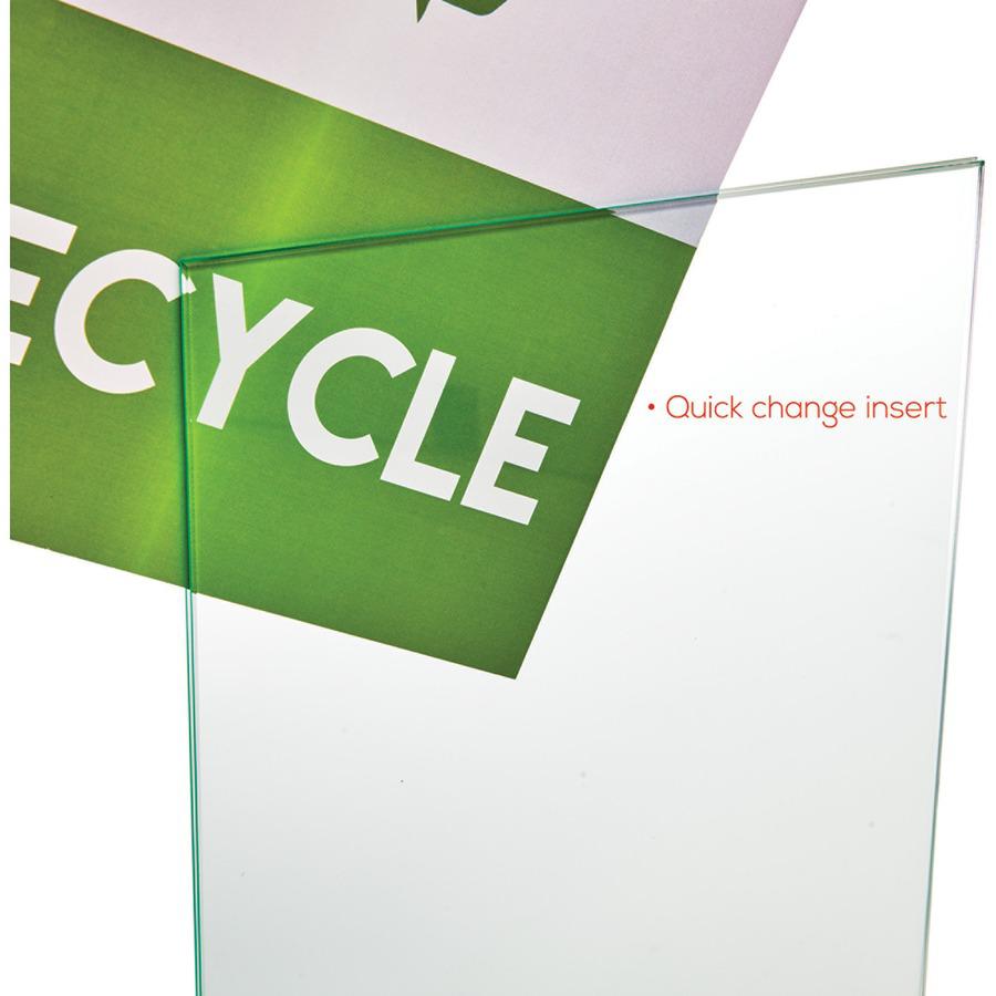 Deflecto Swivel Sign Holder - Support 8.50" x 11" Media - Vertical - 12" x 8.6" x 1.9" x - Plastic - 1 Each - Silver, Green Tint, Clear. Picture 10
