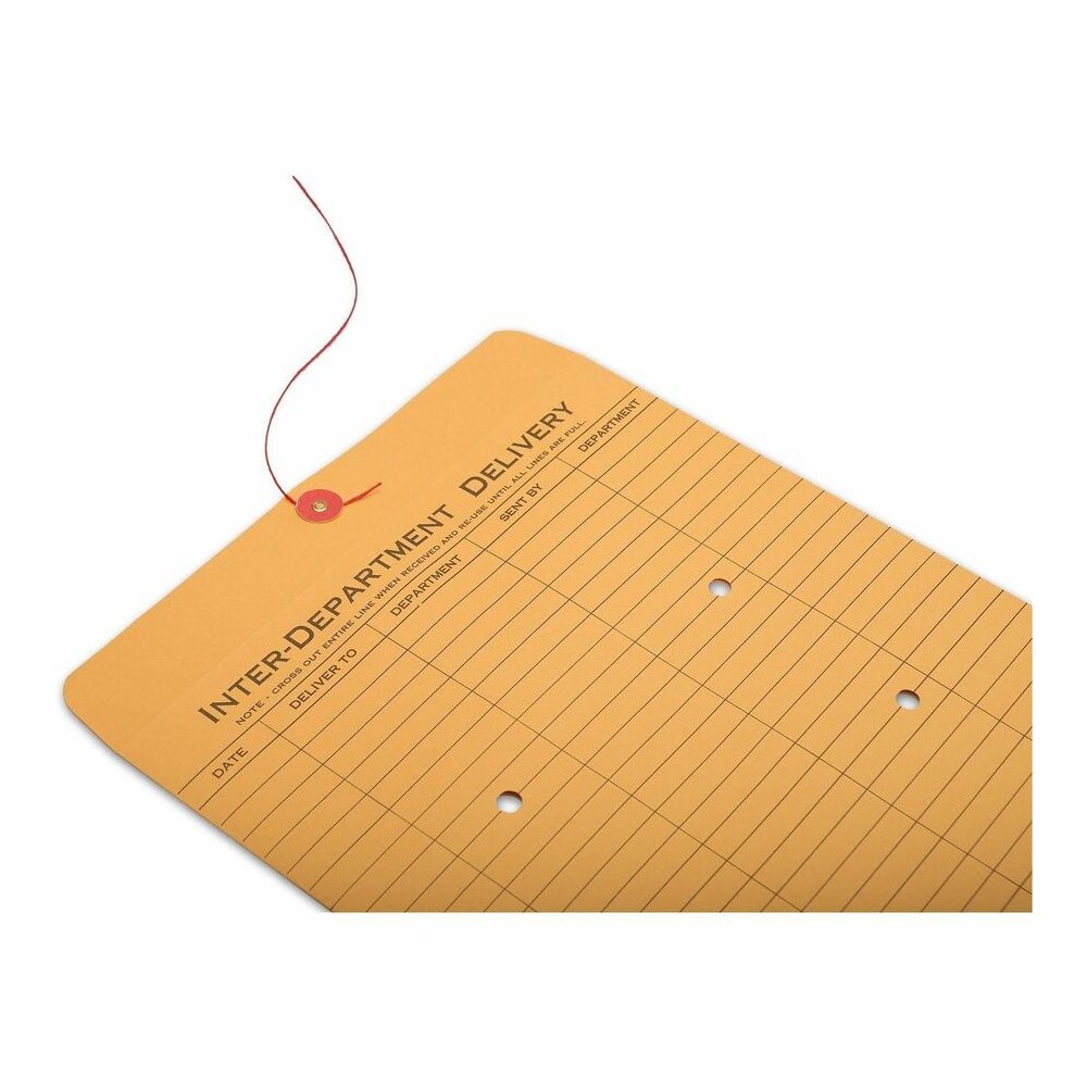 Business Source 2-sided Inter-Department Envelopes - Inter-department - 10" Width x 13" Length - 28 lb - String/Button - Kraft - Kraft - 100 / Box. Picture 13