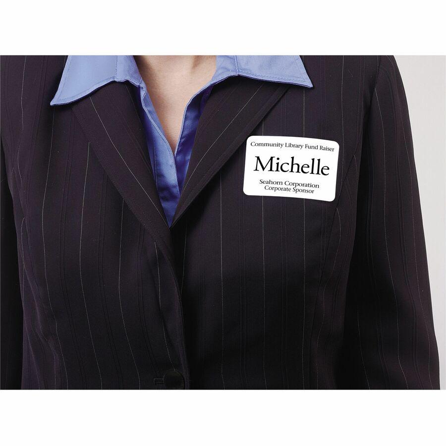 Avery&reg; Eco-friendly Premium Name Badge Labels - 2 21/64" Width x 3 3/8" Length - Removable Adhesive - Rectangle - Laser, Inkjet - White - Paper - 8 / Sheet - 20 Total Sheets - 160 Total Label(s) -. Picture 12