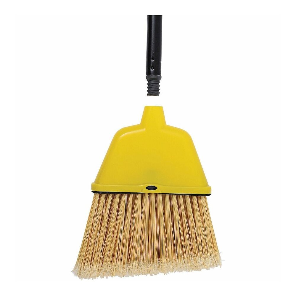 Genuine Joe Angle Broom - Polyvinyl Chloride (PVC) Bristle - 47" Handle Length - 54.5" Overall Length - Plastic Handle - Yellow - 1 Each. Picture 12