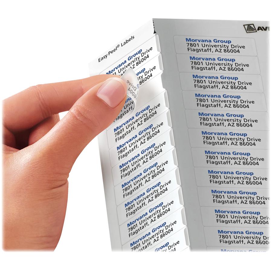 Avery&reg; Easy Peel Inkjet Printer Mailing Labels - 1/2" Width x 1 3/4" Length - Permanent Adhesive - Rectangle - Inkjet - Clear - Film - 80 / Sheet - 10 Total Sheets - 800 Total Label(s) - 5. Picture 6