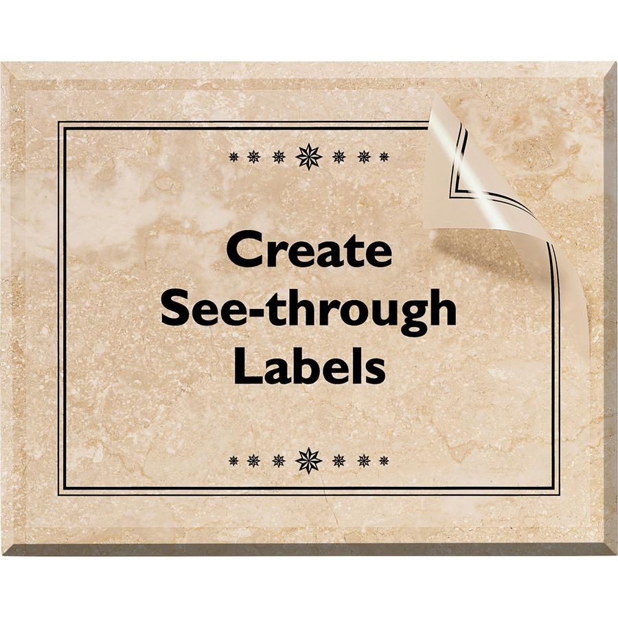 Avery&reg; Shipping Label - 8 1/2" Width x 11" Length - Permanent Adhesive - Rectangle - Inkjet - Matte Clear - Matte - Film - 1 / Sheet - 1 Total Sheets - 10 Total Label(s) - 10 / Pack. Picture 4
