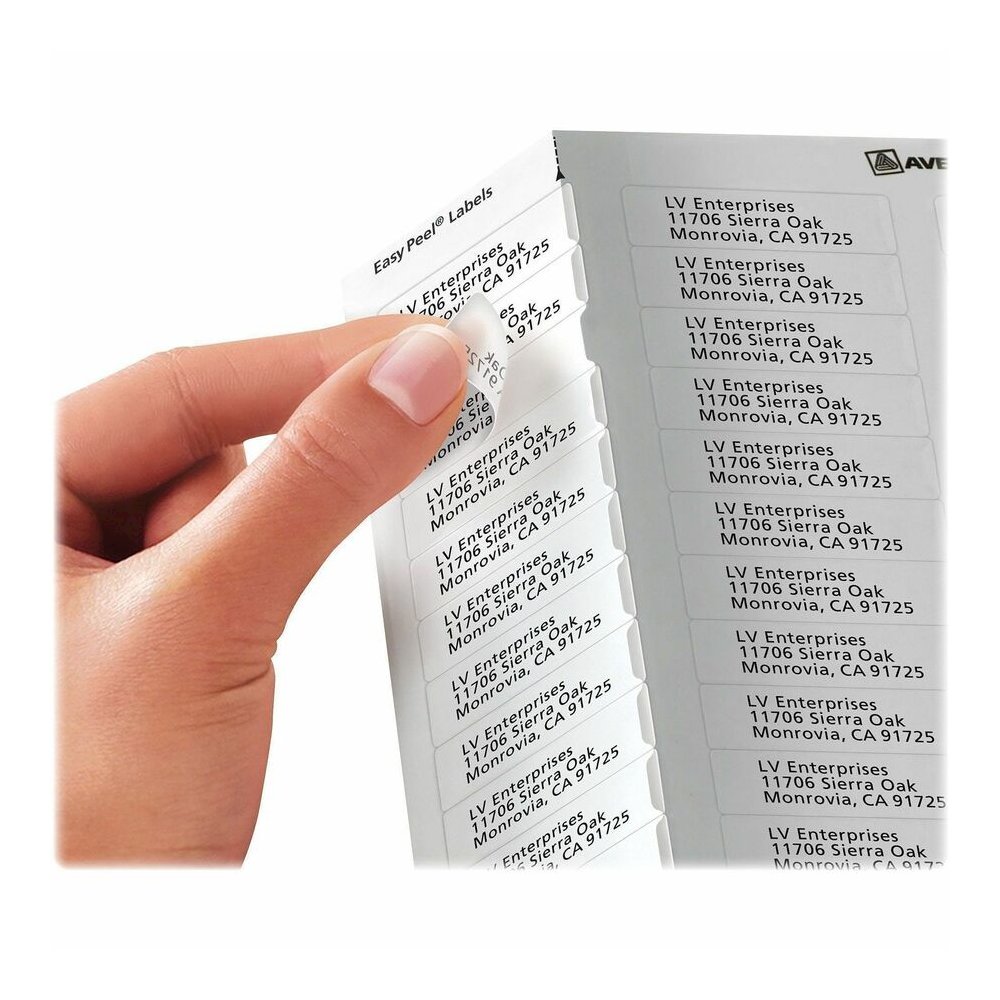 Avery&reg; Easy Peel Return Address Labels - 1/2" Width x 1 3/4" Length - Permanent Adhesive - Rectangle - Laser - Matte - Clear - Film - 80 / Sheet - 10 Total Sheets - 800 Total Label(s) - 800 / Pack. Picture 5