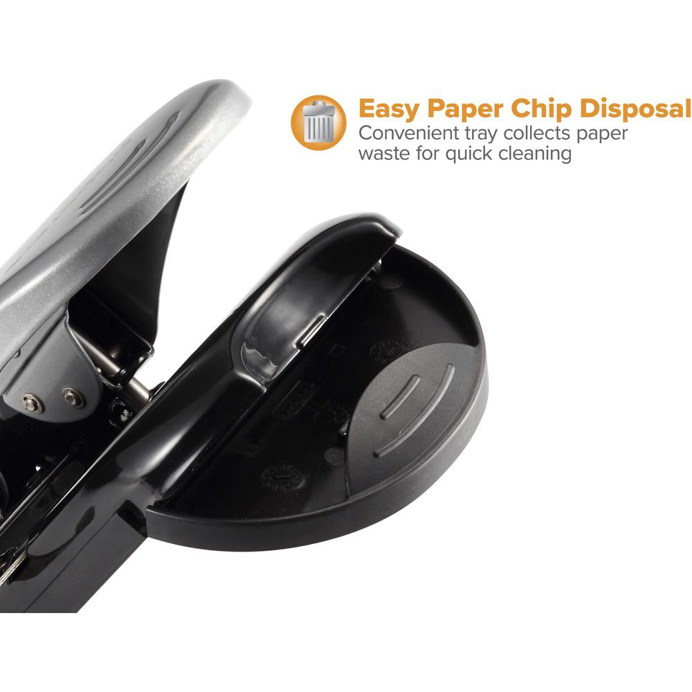 Bostitch EZ Squeeze&trade; 40 Two-Hole Punch - 2 Punch Head(s) - 40 Sheet - 9/32" Punch Size - 6.5" x 2.8" - Black, Silver. Picture 4