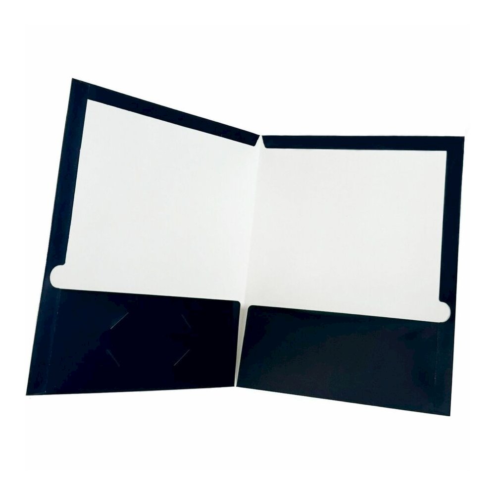 Business Source Letter Pocket Folder - 8 1/2" x 11" - 100 Sheets Capacity - 2 Internal Pocket - Card Paper - Navy - Durable, Laminated, Die-cut - 1 Box. Picture 9