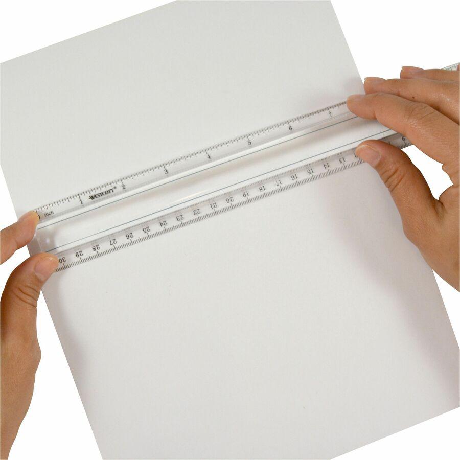 Westcott 12" Clear Magnifying Data Processing Ruler - 12" Length - 1/16 Graduations - Imperial, Metric Measuring System - Glass - 1 Each - Clear. Picture 8