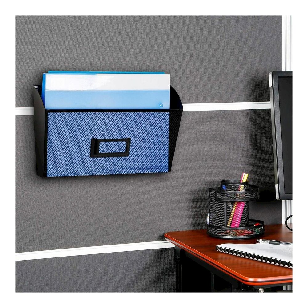 Lorell Mesh Wire Wall Pocket - 6.62" Height x 12.62" Width x 4.75" Depth - Black - 1 Each. Picture 6