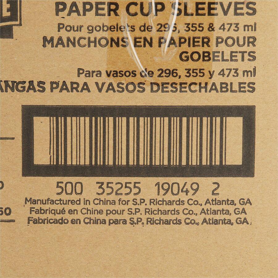 Genuine Joe Protective Corrugated Cup Sleeves - 20 / Carton - Brown. Picture 16