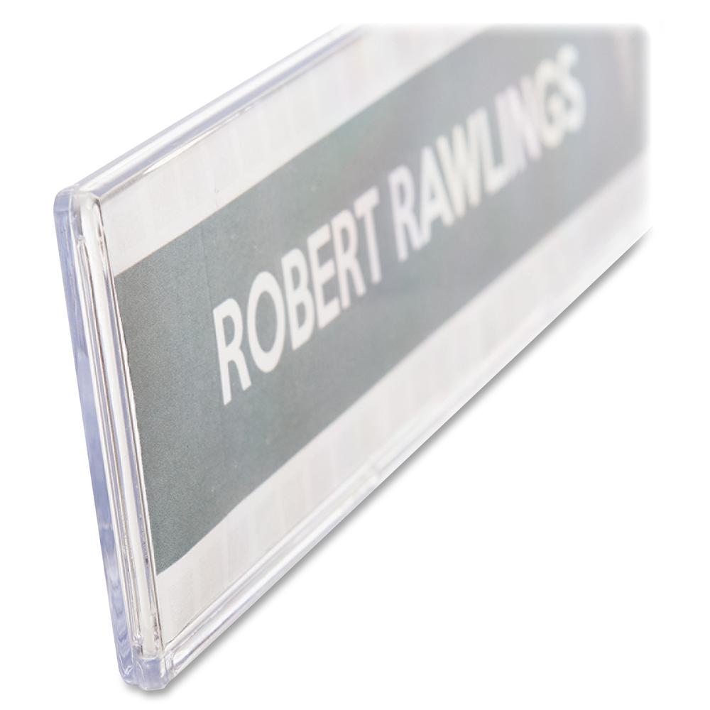 Deflecto Cubicle Nameplate Sign Holder - 8.5" Width x 2" Height - Rectangular Shape - Wall Mountable - Insertable, Magnetic - Plastic - Clear, Clear - 1 Each. Picture 4